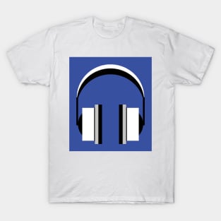 Headphones in dazzling blue T-Shirt